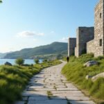 Séta a Stavern erődítmény közelében Larvikban, Norvégiában