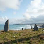 Misztikus vaskori kőhalmok Larvik közelében a Mølen partján.