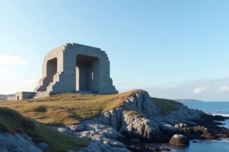 Ulabrand-emlékmű Larvik tengerpartján, Norvégiában