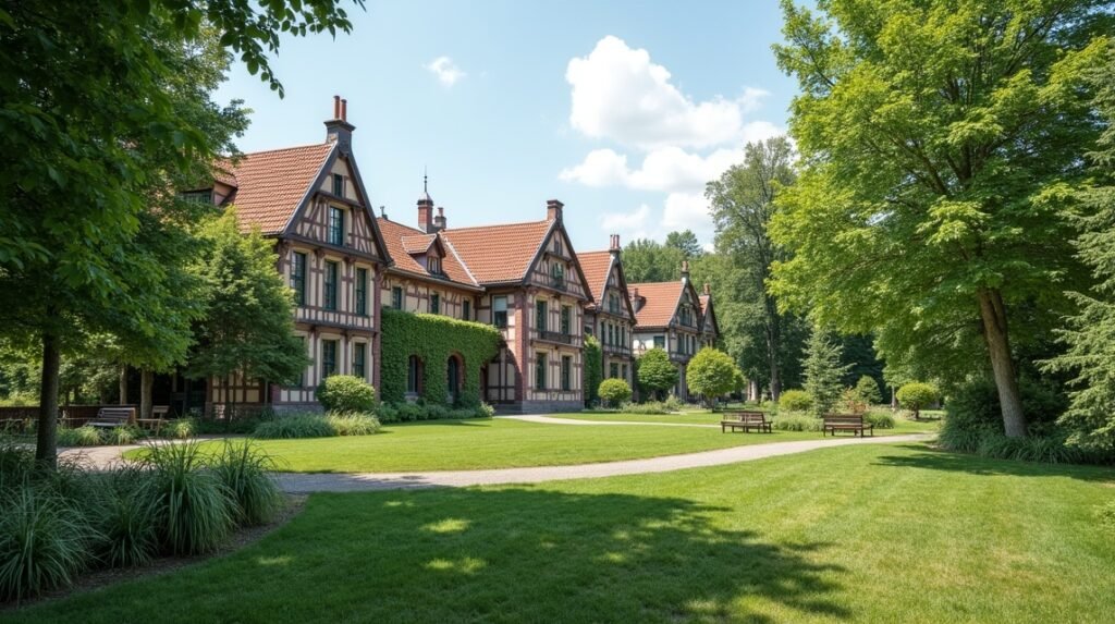 Fritzøehus park lenyűgöző épületei és zöld területei Larvikban