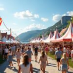 Látkép a Gladedager fesztiválról Stavernben, Norvégiában, nyáron.