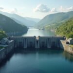 A Brekke-zsilipek látképe Haldenben, Norvégiában.