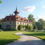 Rød Herregård kúria gyönyörű környezetben Haldenben, Norvégiában.