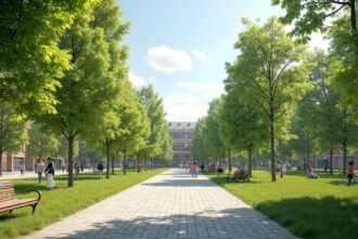 Busterudparken zöldellő sétányai Halden városában