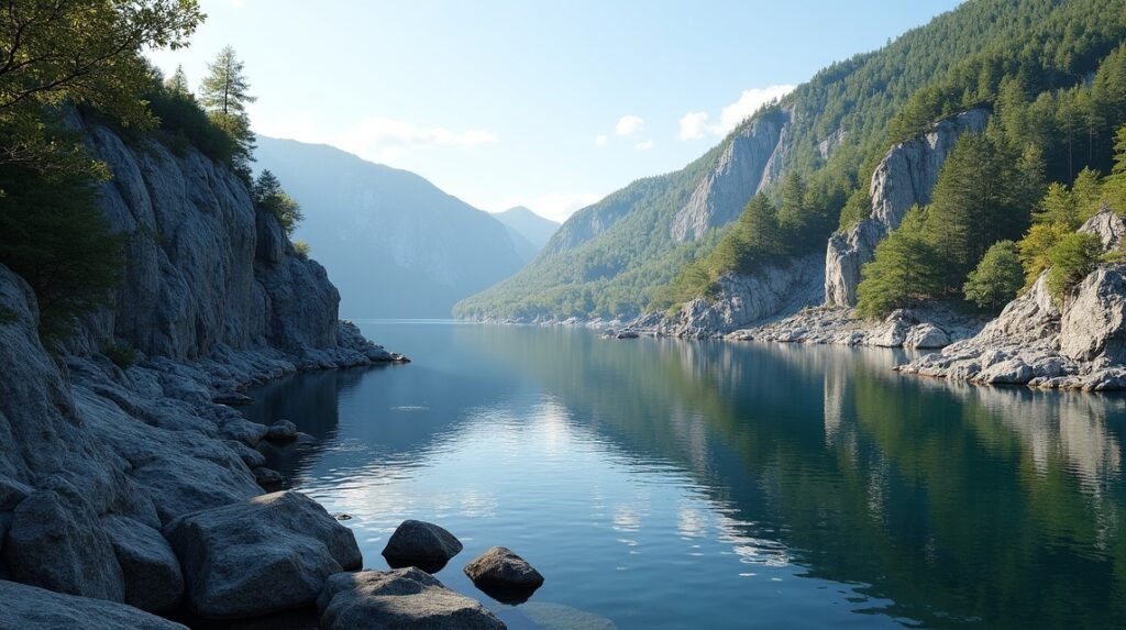 Halden Monolitten kőbánya és Iddefjord tengerparti panoráma