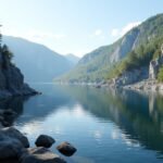 Halden Monolitten kőbánya és Iddefjord tengerparti panoráma