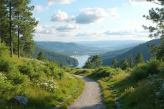 Gyönyörű kilátás a Halden környékéről az Olavsleden ösvényen.