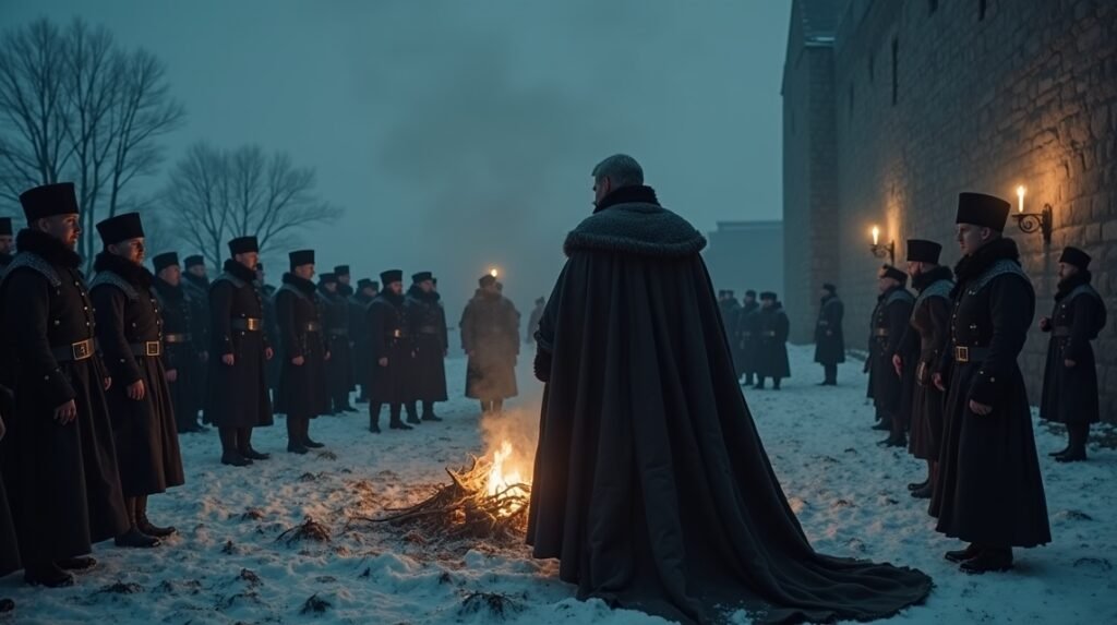 Történelmi esemény XII. Károly király haláláról Haldenben, Norvégiában.