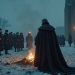 Történelmi esemény XII. Károly király haláláról Haldenben, Norvégiában.