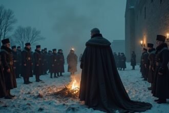 Történelmi esemény XII. Károly király haláláról Haldenben, Norvégiában.