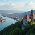 Panoráma Halden városáról, a norvég himnusz szimbóluma