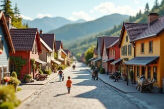 Miniatűr házak egy varázslatos makettvárosban Lillehammerben.