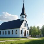 A Lillehammer templom gyönyörű épülete napsütésben