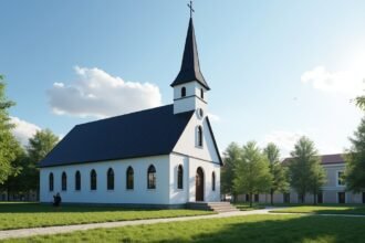 A Lillehammer templom gyönyörű épülete napsütésben