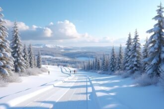 Sífutópályák Lillehammerben, Nordseter és Sjusjøen környékén, hóval borított táj.