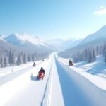 Bob- és szánkópálya Lillehammerben, Norvégiában, hóval borított táj