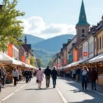 Lillehammer irodalmi fesztivál, könyvvásár a város utcáján