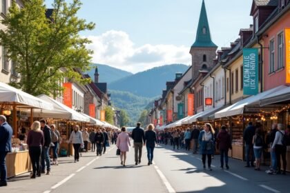 Lillehammer irodalmi fesztivál, könyvvásár a város utcáján