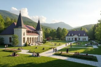 Gjøvik Gård park és kulturális központ tündöklő tájban