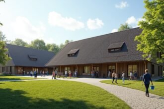 Eiktunet Kultúrtörténeti Múzeum Gjøvik közelében, hagyományos épületek.