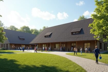 Eiktunet Kultúrtörténeti Múzeum Gjøvik közelében, hagyományos épületek.