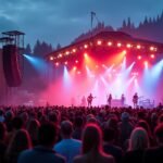 Zenei fesztivál Gjøvikben élő zenekarral és közönséggel.