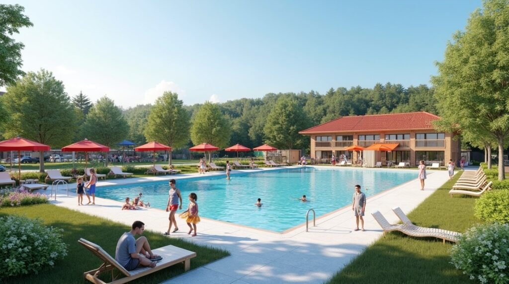 Skien Fritidspark - családi kikapcsolódás a medencénél