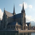 A Nidaros-katedrális monumentális épülete Trondheimban Norvégiában.