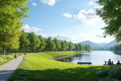 Bakkestranda park, Skien: zöld pihenőhely és tengerparti sétány