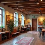 Osebro Galéria belső nézet kortárs és klasszikus műalkotásokkal.