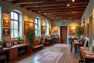 Osebro Galéria belső nézet kortárs és klasszikus műalkotásokkal.