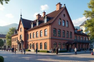 Meierigården épülete Porsgrunn városában, Norvégiában.