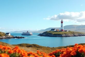 Jomfruland sziget világtornya Porsgrunn mellett, komp járattal elérhető.