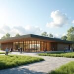 Herøya ipari park látogatóközpontja Porsgrunnban, zöld környezetben.