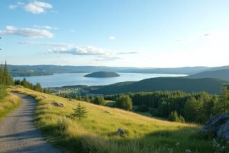 Panorámás kilátás a Borgeåsen kilátóból Porsgrunnban