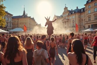 Porsgrunn fesztivál tömeg a színházi előadás alatt Norvégiában.