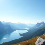 Panoráma a Varden kilátóból Molde területén Norvégiában