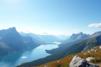 Panoráma a Varden kilátóból Molde területén Norvégiában