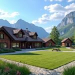 Romsdal Néprajzi Múzeum hagyományos épületei Molde környezetében