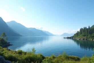 Gyönyörű panoráma a Hjertøya szigetre néző Molde környékén