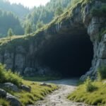 A Trollkirka barlangok bejárata Molde közelében, Norvégiában.