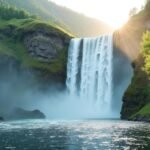 Mardalsfossen vízesés Molde közelében Norvégiában, gyönyörű tájban.