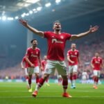 Molde FK ünneplése a stadionban, győzelem után.