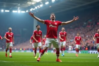 Molde FK ünneplése a stadionban, győzelem után.