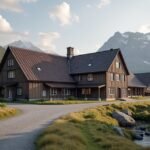 Kongsberg Norvég Bányászati Múzeum épülete lenyűgöző hegyvidéki környezetben