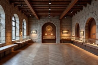 A Kongsberg Királyi Pénzverde Múzeum belső tere interaktív kiállítással.