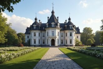 Stiftsgården királyi rezidencia Trondheimban gyönyörű környezetben