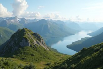 Jonsknuten csúcs panorámája Kongsberg környékén Norvégiában