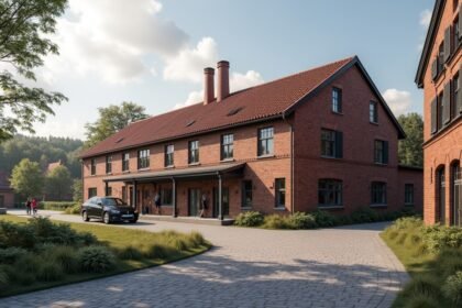 A Kongsberg Fegyvergyár Múzeuma épülete és környezete