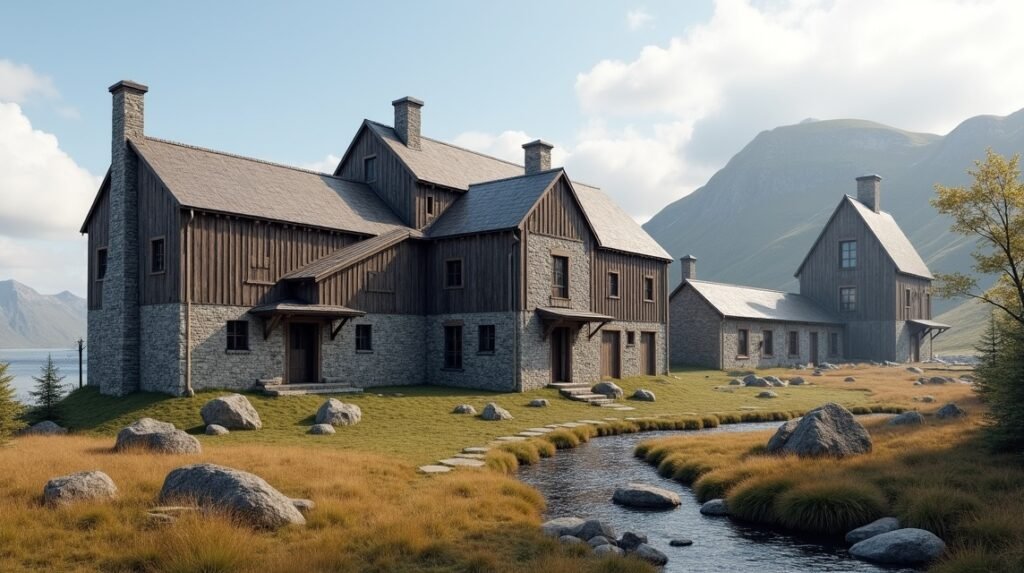 Sakkerhusene bányászépületek Kongsbergben Norvégiában